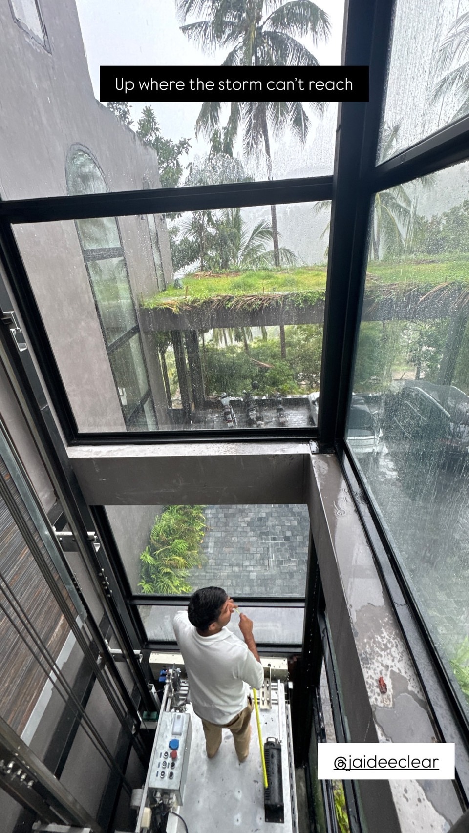 Heat-rejection film on a home atrium skylight and roof glass in Phuket